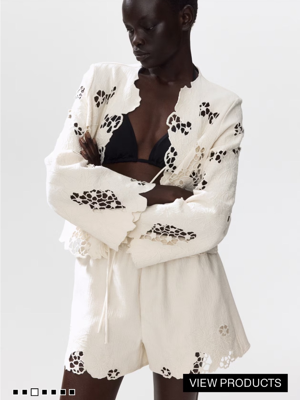 H&M SCALLOPED EYELET-EMBROIDERED JACKET 1344834004